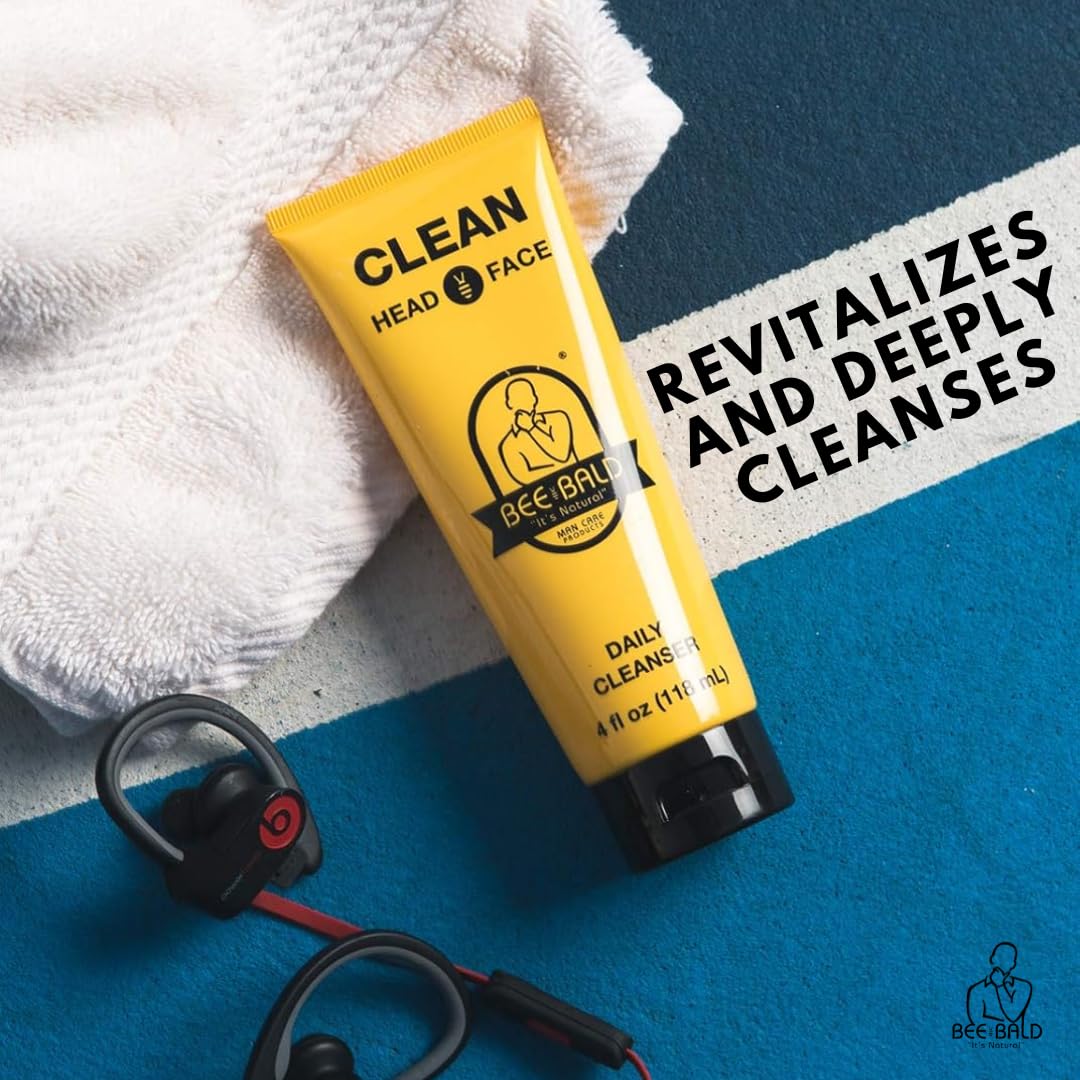 Bee Bald CLEAN Daily Head Care & Scalp Cleanser, Face Wash For Men, 4 fl oz Bee Bald
