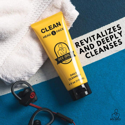 Bee Bald CLEAN Daily Head Care & Scalp Cleanser, Face Wash For Men, 4 fl oz Bee Bald