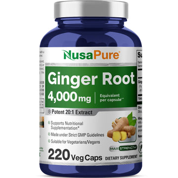NusaPure Ginger Root Capsules 20:1 Extract, 200 mg Equivalent to 4,000mg per Veggie Caps | 220 Count | Non-GMO & Vegan NusaPure buy australia supplements
