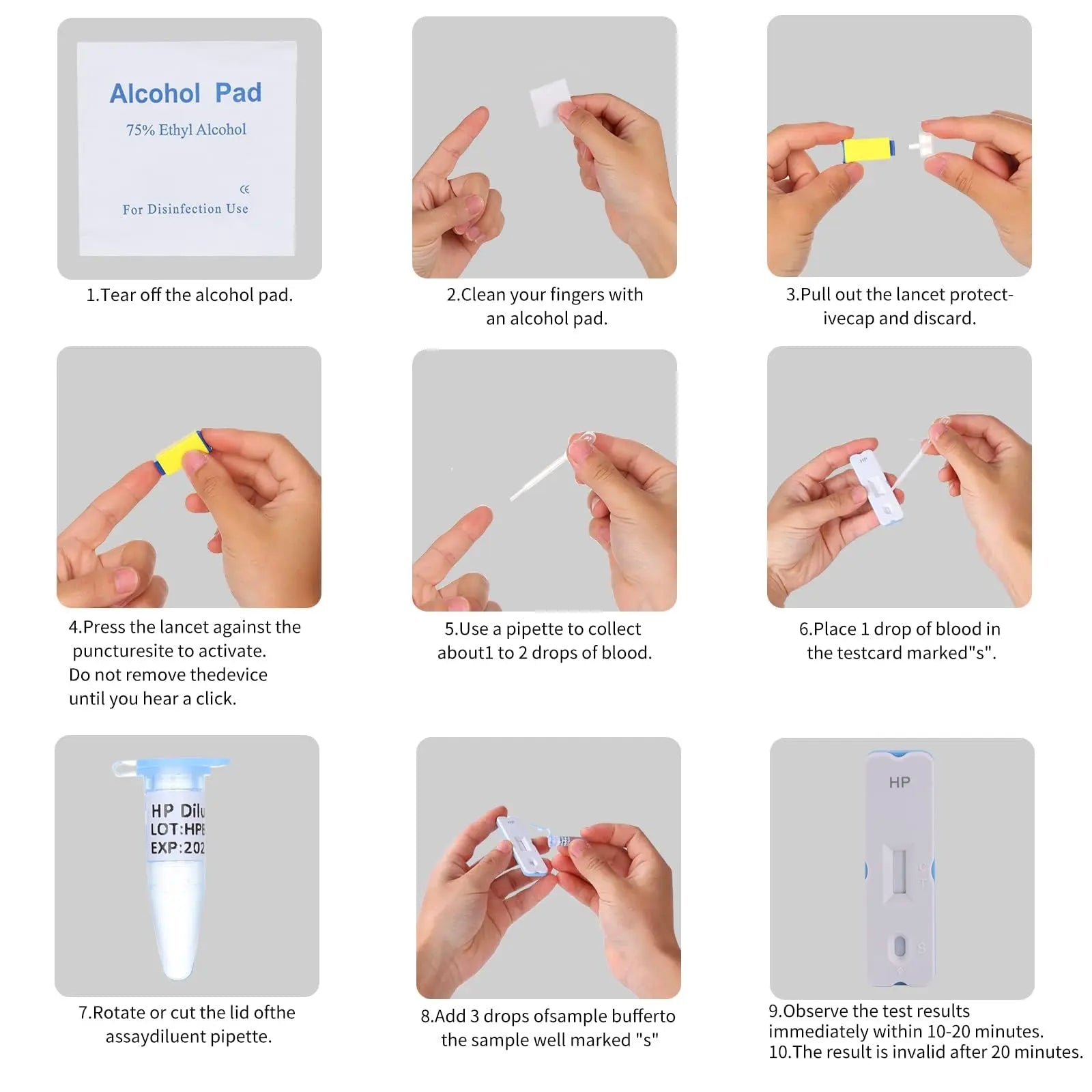 H. Pylori，Helicobacter Pylori Detection 2 Test kit, 10-15 Minutes of Quick Home Testing, The Result is Highly Accurate, Easy to use and Read Evuioas buy australia supplements