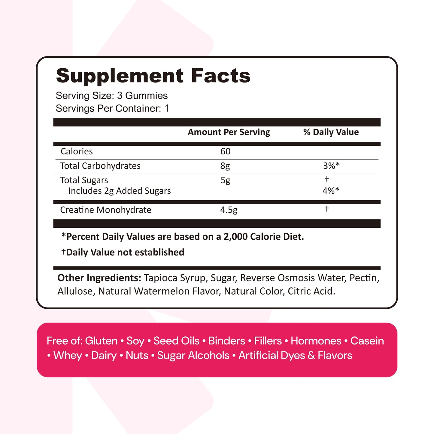 Create Creatine Monohydrate Gummies for Men & Women, Boost Focus, Strength, and Endurance, Anti-Melting Formula, Vegan, Gluten-Free, Non-GMO Create
