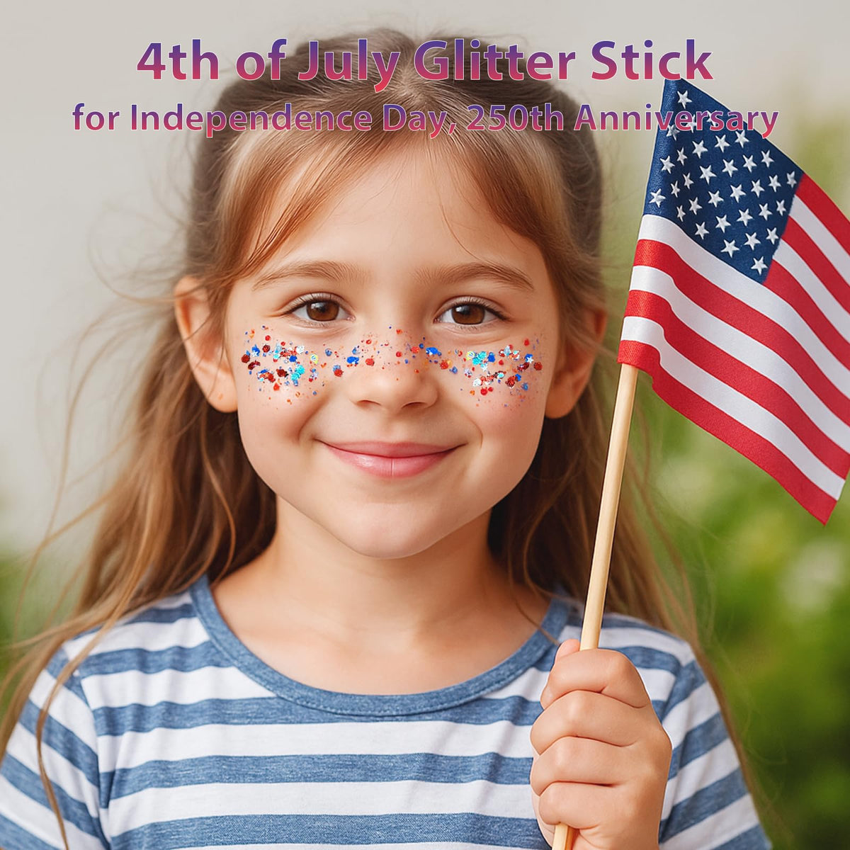 Mysense Patriotic Red White and Blue Body Glitter Stick,4th of July Accessories,Sparkling Face Hair Glitter for 4th of July Outfits Women Kids,American Flag Makeup for Independence Day 250 Anniversary Mysense