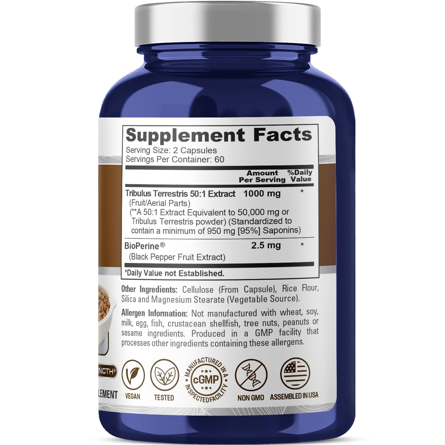 NusaPure Tribulus Terrestris 50:1 Extract, 1000 mg Equivalent to 50,000mg| 120 Veggie Caps | 95% Steroidal Saponins | Non-GMO, Bioperine & Vegan NusaPure buy australia supplements