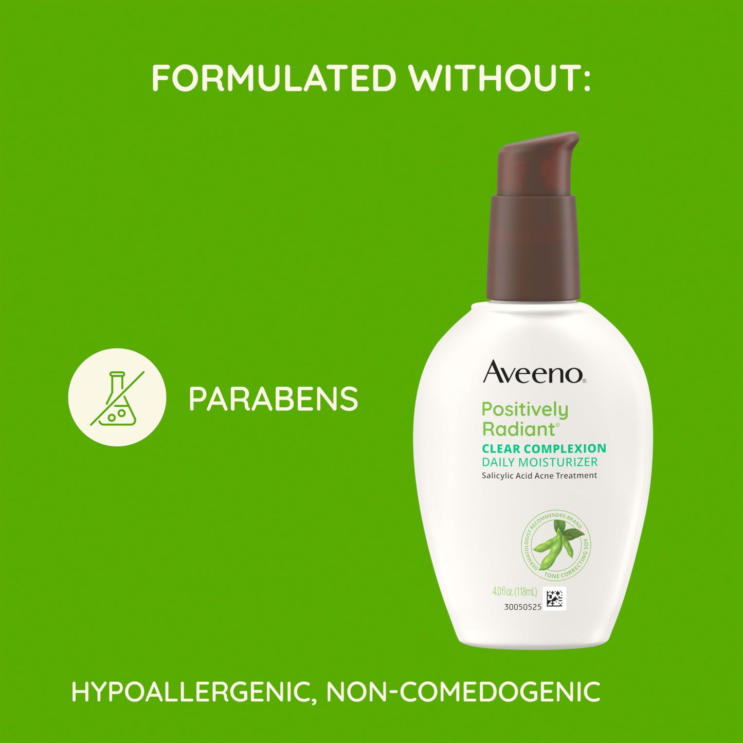 Aveeno Positively Radiant Clear Complexion Face Moisturizer, Acne Facial Moisturizer with Soy and Salicylic Acid for Oily Skin, Hypoallergenic Formula Aveeno