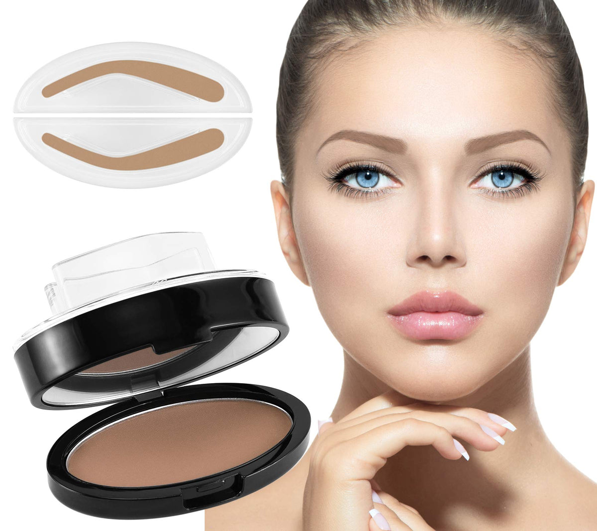 Boobeen Eyebrow Seal Stamp Powder - Waterproof 3 Seconds Eye Make Up Nature Coloring Kit - Creates Natural Looking Brows for Makeup Beginners Boobeen