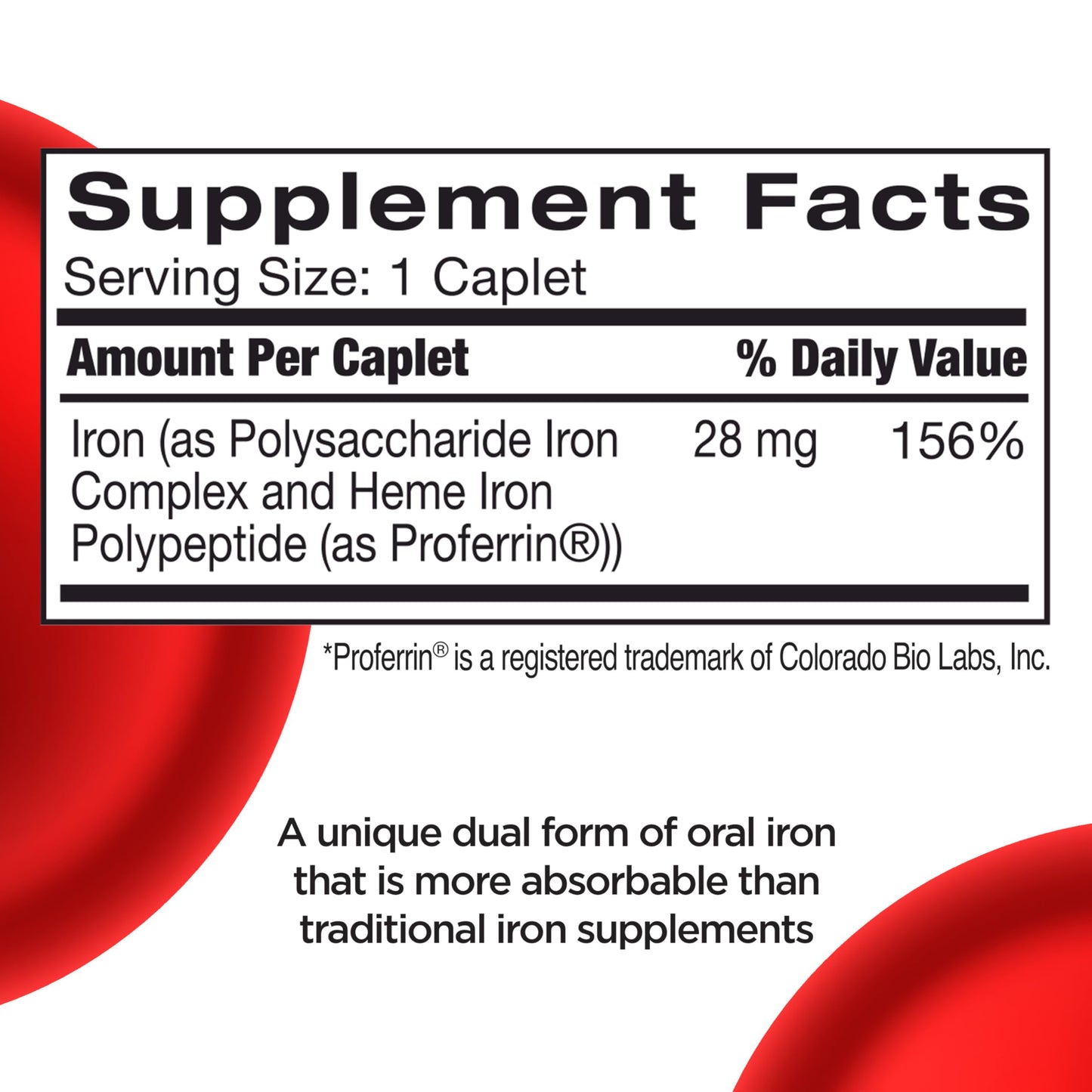 Feosol Complete Iron Supplement Caplets, Bifera Iron for High Absorption, Heme and Non-Heme Dual Action Minimizes Side Effects, 1 Per Day Feosol