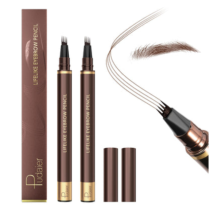 Espoce 2 Pack Eyebrow Pen, Waterproof Microblading Eyebrow Pencil, 4 Tip Precise Eye Brow Makeup Pen for Women to Effortlessly Create Hair Like Natural Brows, Non Dry Out and Last All Day (Dark Brown) Espoce