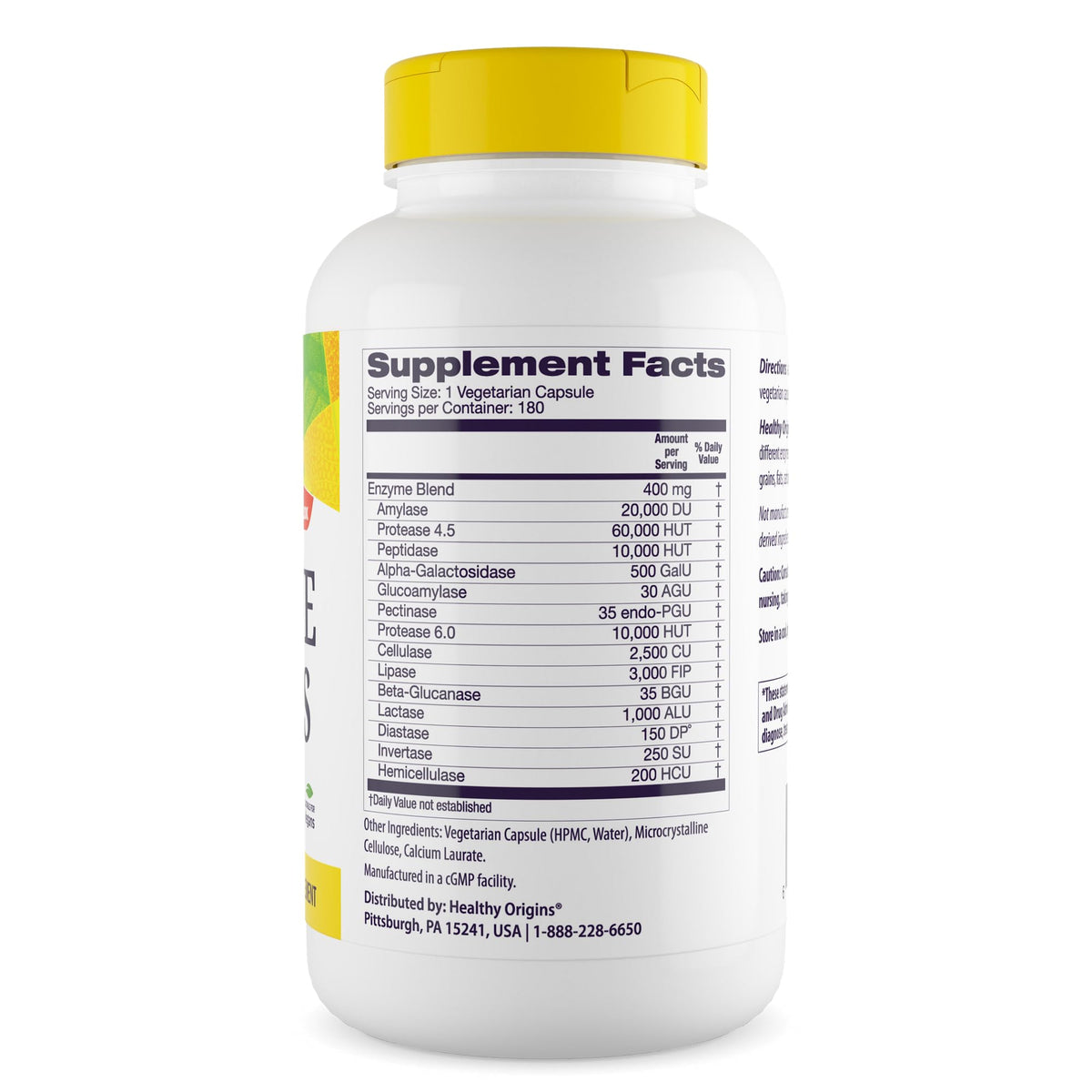 Healthy Origins Digestive Enzymes, 180 Veggie Capsules - Broad Spectrum, Multi-Enzyme Blend with Protease, Amylase & Lipase - Supports GI Comfort Healthy Origins
