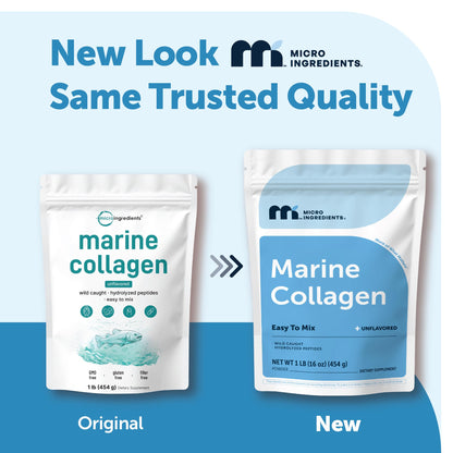 Micro Ingredients Marine Collagen Peptides Powder, 1 lb | Type I Marine Collagen + Natural Protein | Wild-Caught Fish Source Micro Ingredients