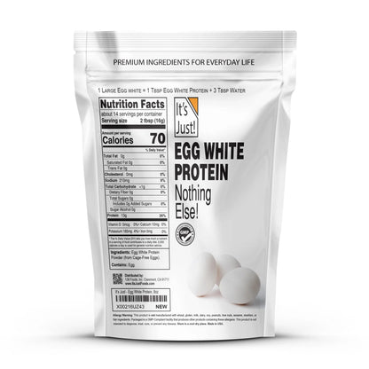 It's Just! - Egg White Protein Powder, Made in USA from Cage-Free Eggs, Dried Egg Whites (Unflavored, 8oz) It's Just!