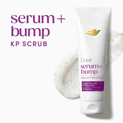 Dove KP Bump Body Scrub with 10% AHA & BHA For Rough Bumpy Skin, Violet Woods Scent, 8.5 OZ Dove