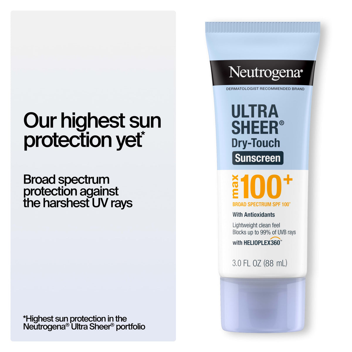 Neutrogena Ultra Sheer Dry Touch Sunscreen Lotion, Max SPF 100+, 3 fl. oz Neutrogena