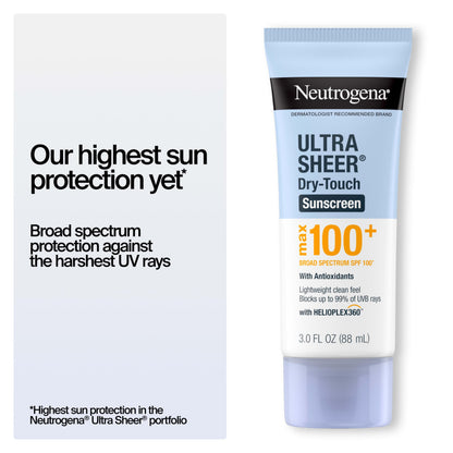 Neutrogena Ultra Sheer Dry Touch Sunscreen Lotion, Max SPF 100+, 3 fl. oz Neutrogena