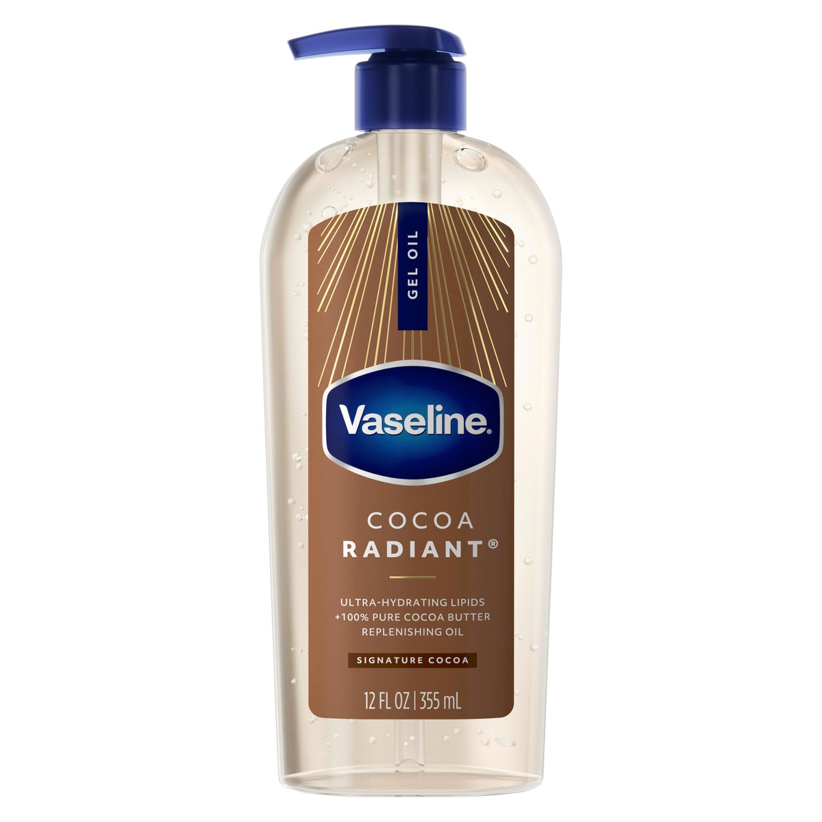 Vaseline Cocoa Radiant Body Gel Oil for Glowing Skin with Cocoa Butter 12oz Vaseline