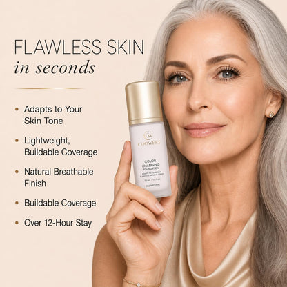 COOWEST Color Changing Foundation for Mature Skin, 4-in-1 Light to Medium Shade-Adapting Skin Tint, Lightweight Hydrating Coverage Liquid Foundation Makeup, Smooth & Blur Finish, 30ml (Medium) Coowest
