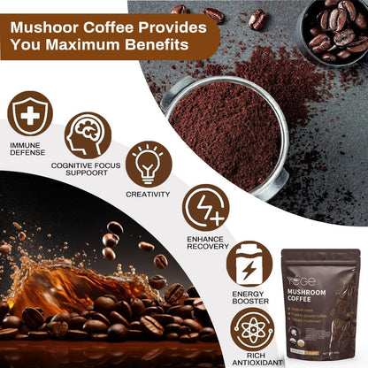 Mushroom Coffee, Instant Mushroom Coffee with Cordyceps, Reishi, King Trumpet, Shiitake, Turkey Tail, Lions Mane for Energy YEGE