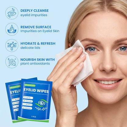 78PCS Eyelid Cleansing Wipes, Tea Tree Oil Gentle Cleansing Cloths, Gentle Daily Facial Cleansing Wipes for Sensitive Skin, Alcohol Free Moisturizing Eye Area Cleansing Wipes Bulk Pack skaqwuan