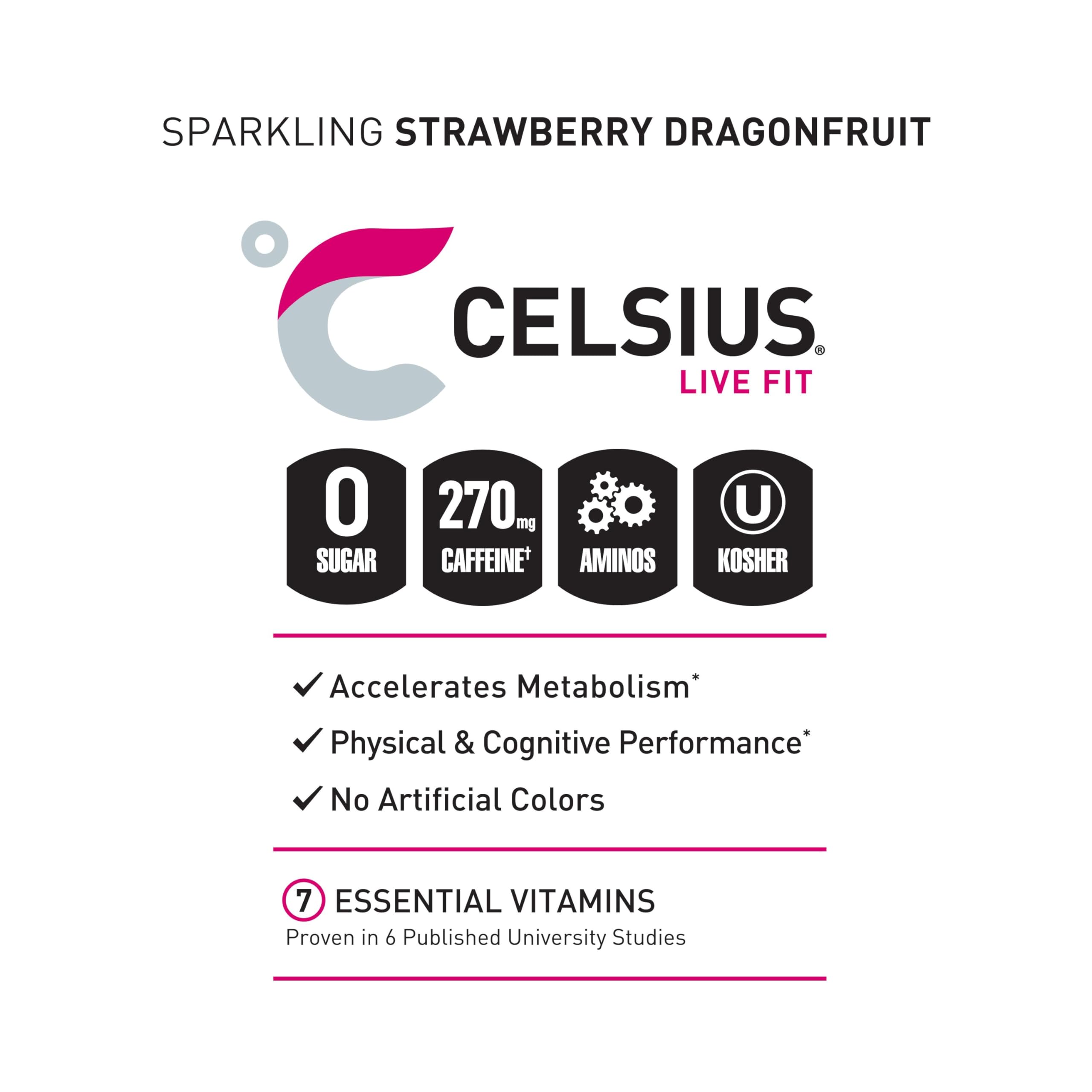 CELSIUS ESSENTIALS, Sparkling Dragonberry, Performance Energy Drink 16 Fl Oz CELSIUS buy australia supplements