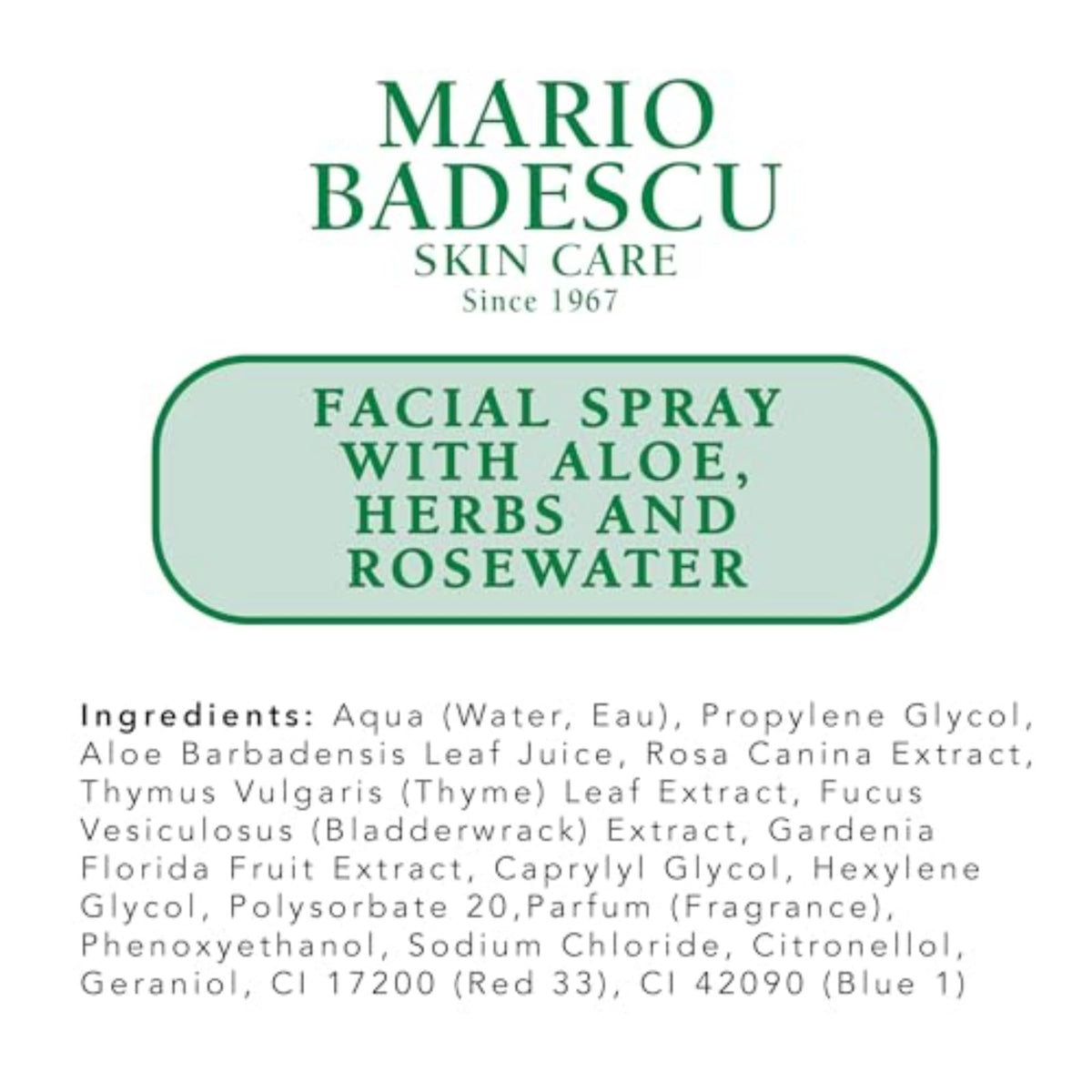 Mario Badescu Facial Spray with Aloe, Herbs and Rose Water for All Skin Types, Face Mist that Hydrates, Rejuvenates & Clarifies, 4 FL OZ Mario Badescu