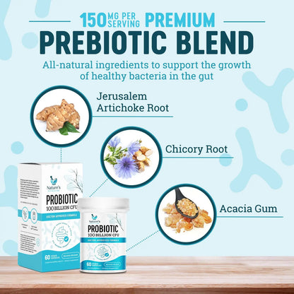 Nature's Physician Probiotics - 100 Billion CFU Per Capsule - 16 Strains + Prebiotics - Best Probiotic Supplement for Women & Men - Supports Immune, Nature's Physician