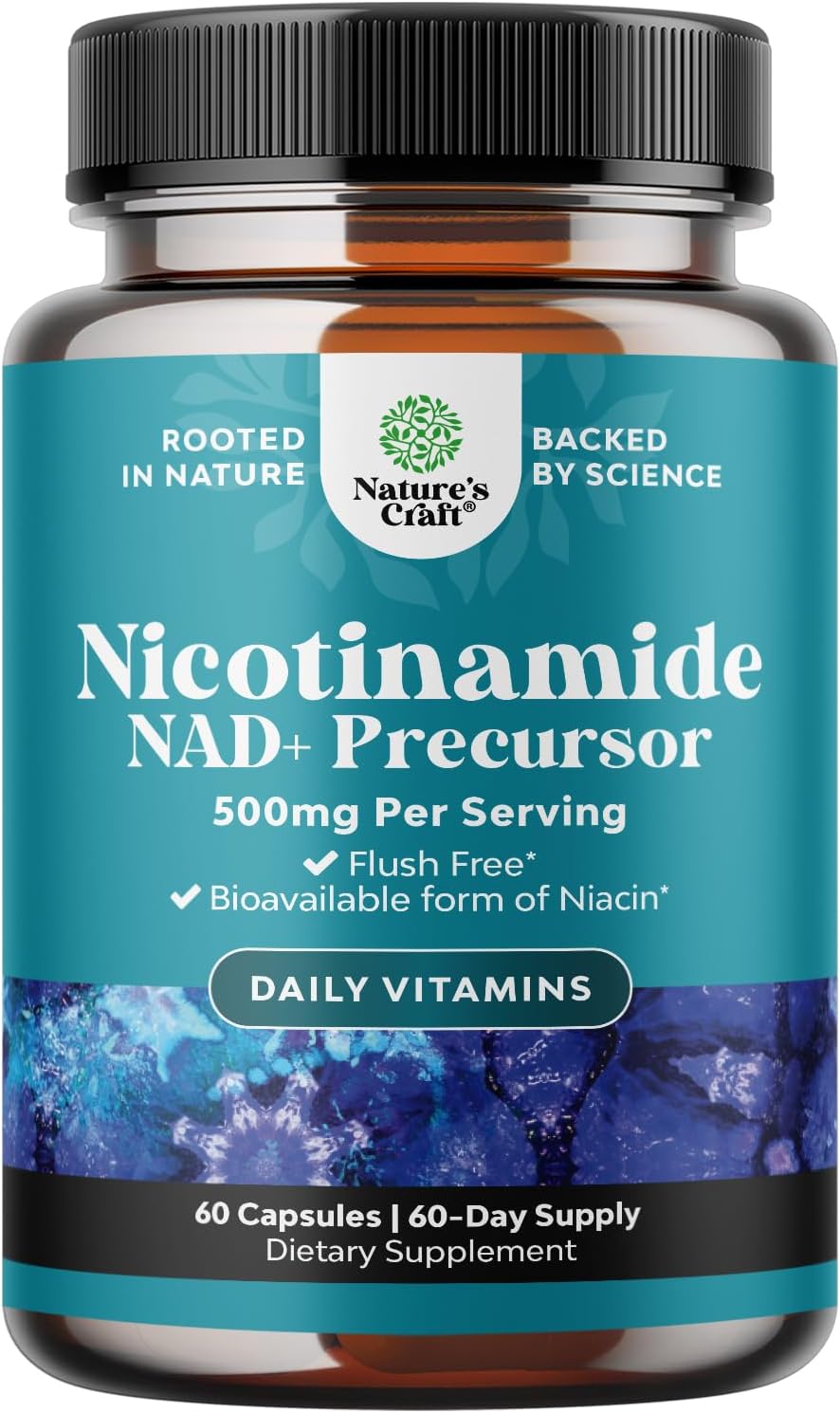 Vitamin B3 Niacinamide 500mg Capsules - Mitochondrial Energy and Potent Skin Supplement - Vitamin B3 Niacin Flush Free and Nicotinamide 500mg - Flush Free Niacin Supplement - 60 Count Gsupps Australia