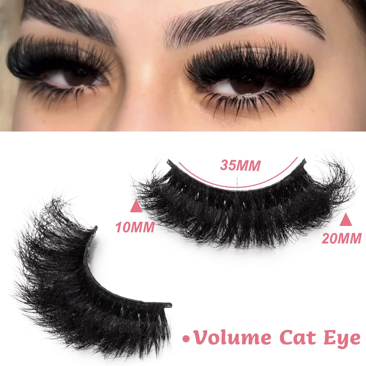 LEAFMOON Mink Lashes Fluffy 20mm Volume False Eyelashes 8D Cat Eye Strip Lashes D Curl 14 Pairs Dramatic Soft Eyelash 25mm Big Long Lash Strips Lashes Pack That Look Like Extensions Faux Mink Lashes LEAFMOON