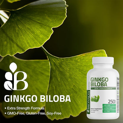 Bronson Ginkgo Biloba Extra Strength Supports Brain Function & Memory Support, 120 Vegetarian Capsules Bronson