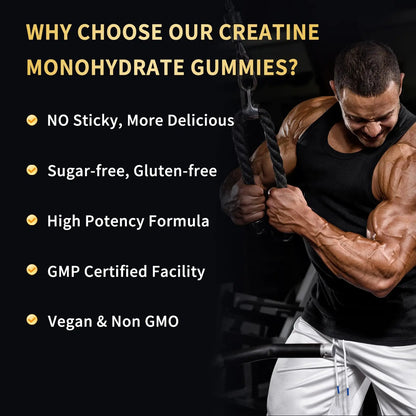 OUYIYUA Creatine Monohydrate Gummies 5000mg for Men & Women - Sugar Free Pre-Workout Supplement, Chewables for Muscle Strength, Muscle Builder, Energy Boost, OUYIYUA