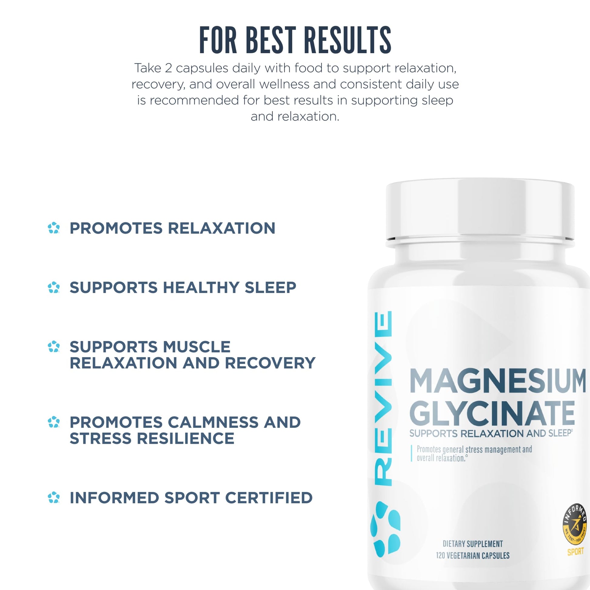 Revive MD Pure Magnesium Glycinate 200mg – High Absorption Supplement for Relaxation, Stress Relief, Sleep & Memory Support – Promotes Strong Bones, Healthy Nerve & Muscle Function (60 Servings) Revive buy australia supplements