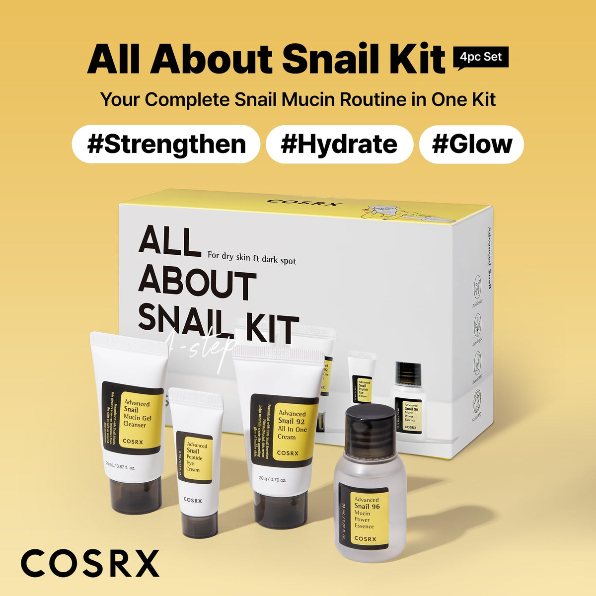 COSRX All About Snail Mucin Korean Skin Care Set, Mini Travel Essentials COSRX