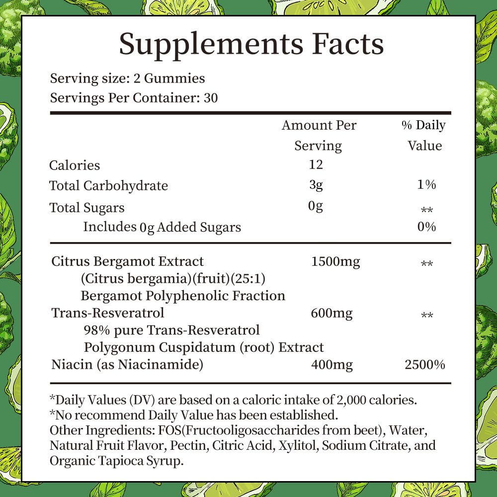 IIEltruiom Citrus Bergamot 1500mg, Citrus Bergamot Gummies for Healthy Cholesterol, Bergamot Supplements 25:1 Extract from Italy Bergamot, IIEltruiom