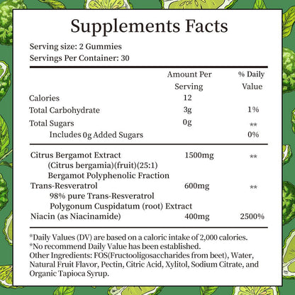 IIEltruiom Citrus Bergamot 1500mg, Citrus Bergamot Gummies for Healthy Cholesterol, Bergamot Supplements 25:1 Extract from Italy Bergamot, IIEltruiom