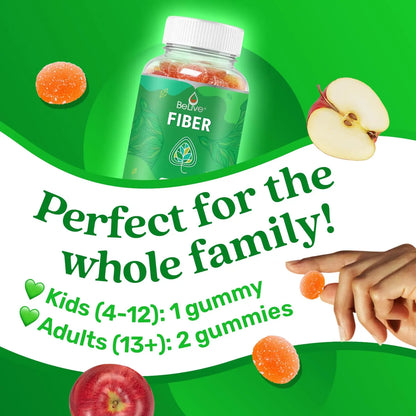 BeLive Fiber Gummies - Sugar Free Prebiotic Digestive Health and Regularity Supplement - Chicory Root & Inulin BeLive
