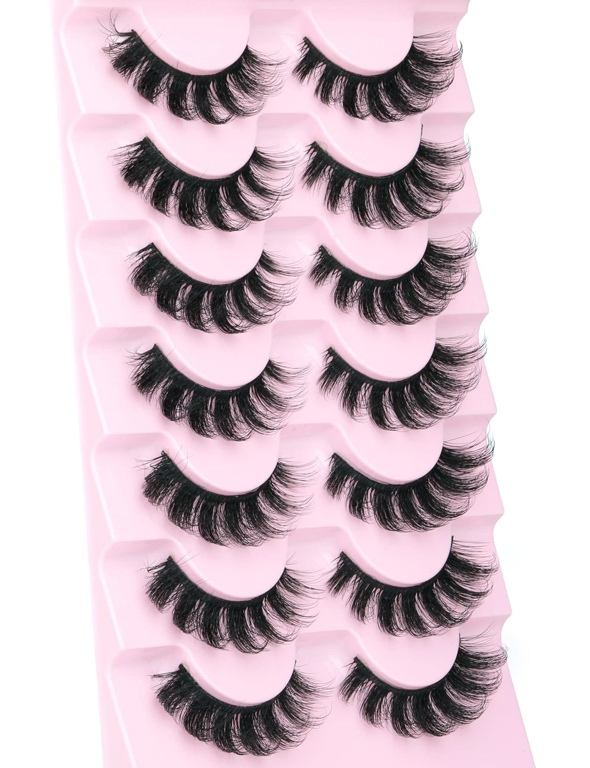 Mink Lashes Fluffy Wispy Lashes Natural Look 3D False Eyelashes D Curl Russian Strip Lashes 7 Pairs Short Fake Eyelash Pack by EYDEVRO EYDEVRO