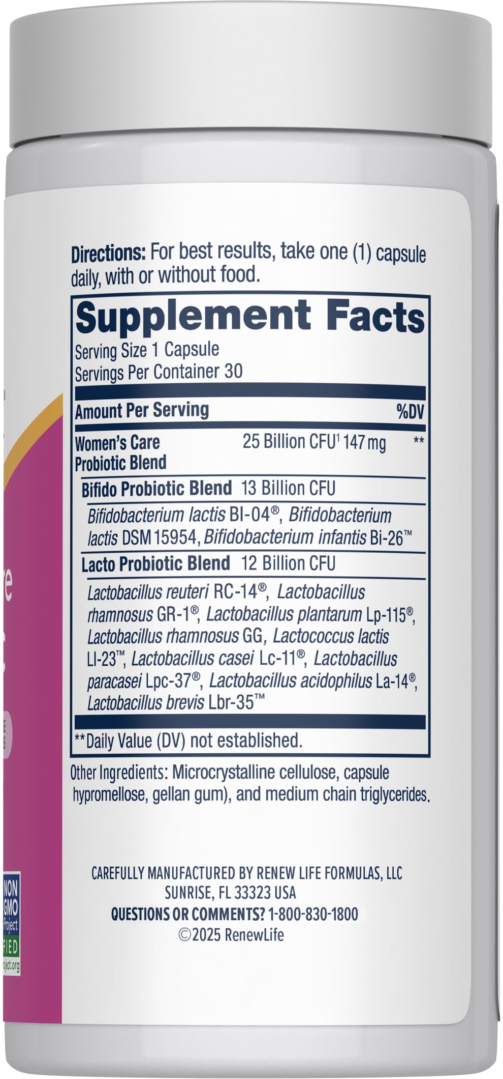 Renew Life Probiotics for Women, 25 Billion CFU Guaranteed, Probiotic Supplement for Digestive, Vaginal & Immune Health, Shelf Stable Renew Life