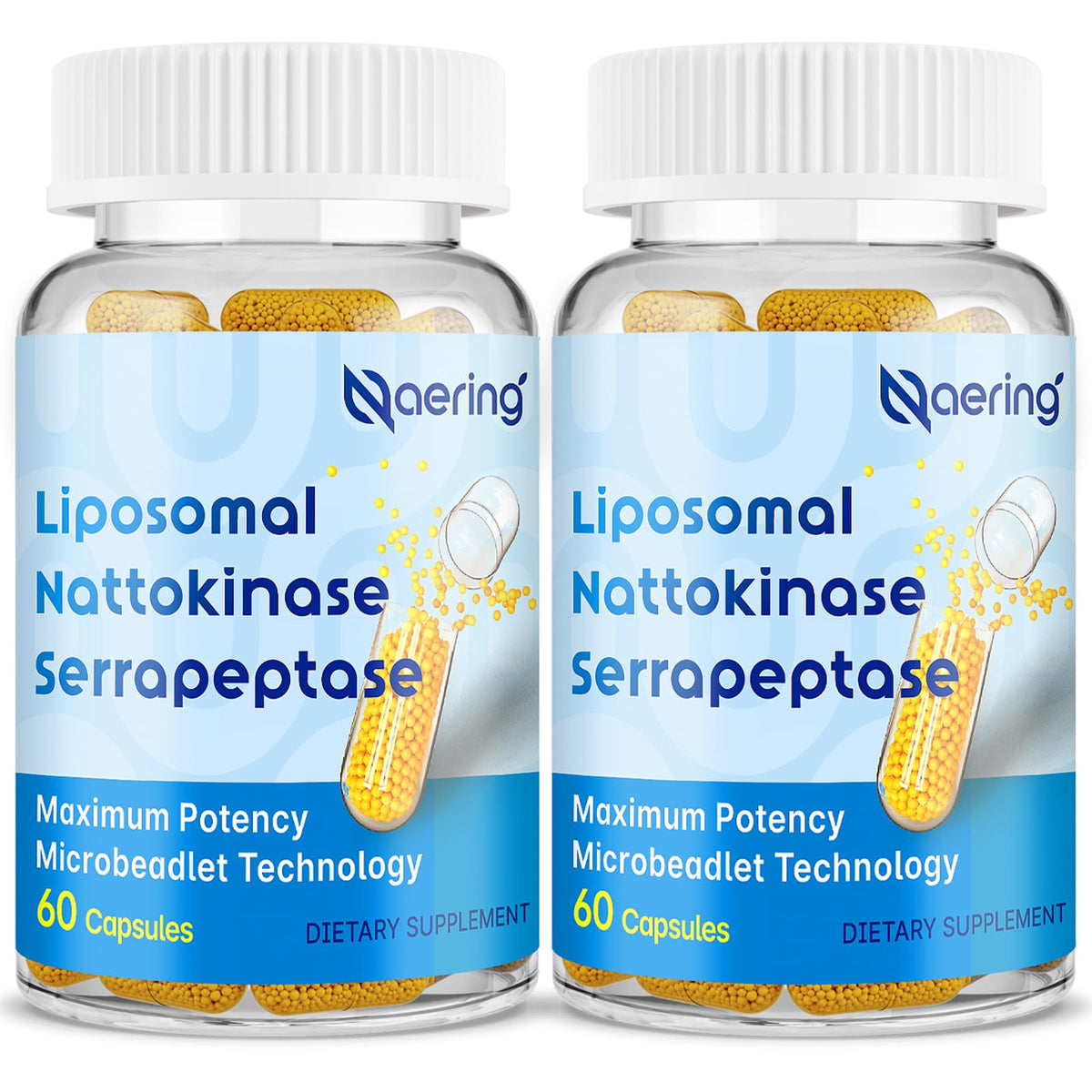Liposomal Nattokinase 12,000 FU Serrapeptase 360,000 SPU Enzyme Supplement - Enriched with Synergistic Enzymes and Nutrient Blend & Inulin for Circulatory Naering