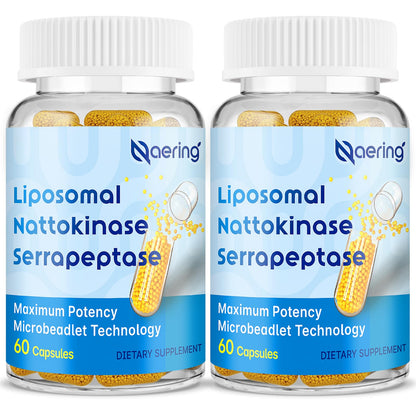 Liposomal Nattokinase 12,000 FU Serrapeptase 360,000 SPU Enzyme Supplement - Enriched with Synergistic Enzymes and Nutrient Blend & Inulin for Circulatory Naering