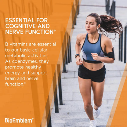 BioEmblem Vitamin B-Complex - All 8 Active Forms with Methyl Folate, Methyl B12, B6, Biotin Plus Choline Inositol, Supports Energy, Metabolism, Brain, Heart Health BioEmblem