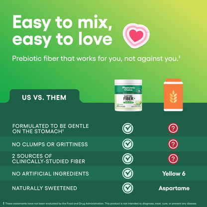 Physician's CHOICE Easy Mix Fiber for Digestive Health & Regularity - No Grit - Daily Prebiotic Soluble Fiber Powder Supplement Physician's CHOICE