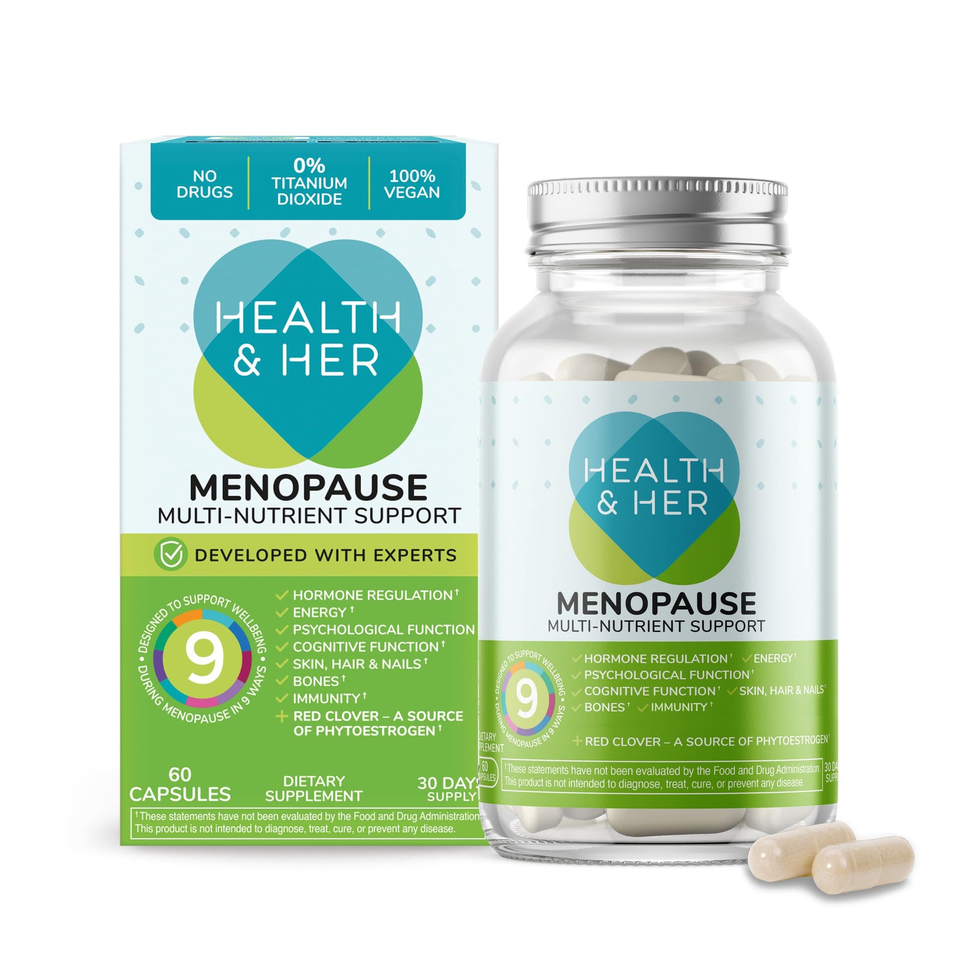Health & Her Menopause Supplements for Women - Multi-Nutrient Support, Menopause Vitamins for Energy, Bones, Muscles, Skin & Hair, Vegan, Gluten-Free, Non GMO (60ct - 1 Month) Health and Her buy australia supplements