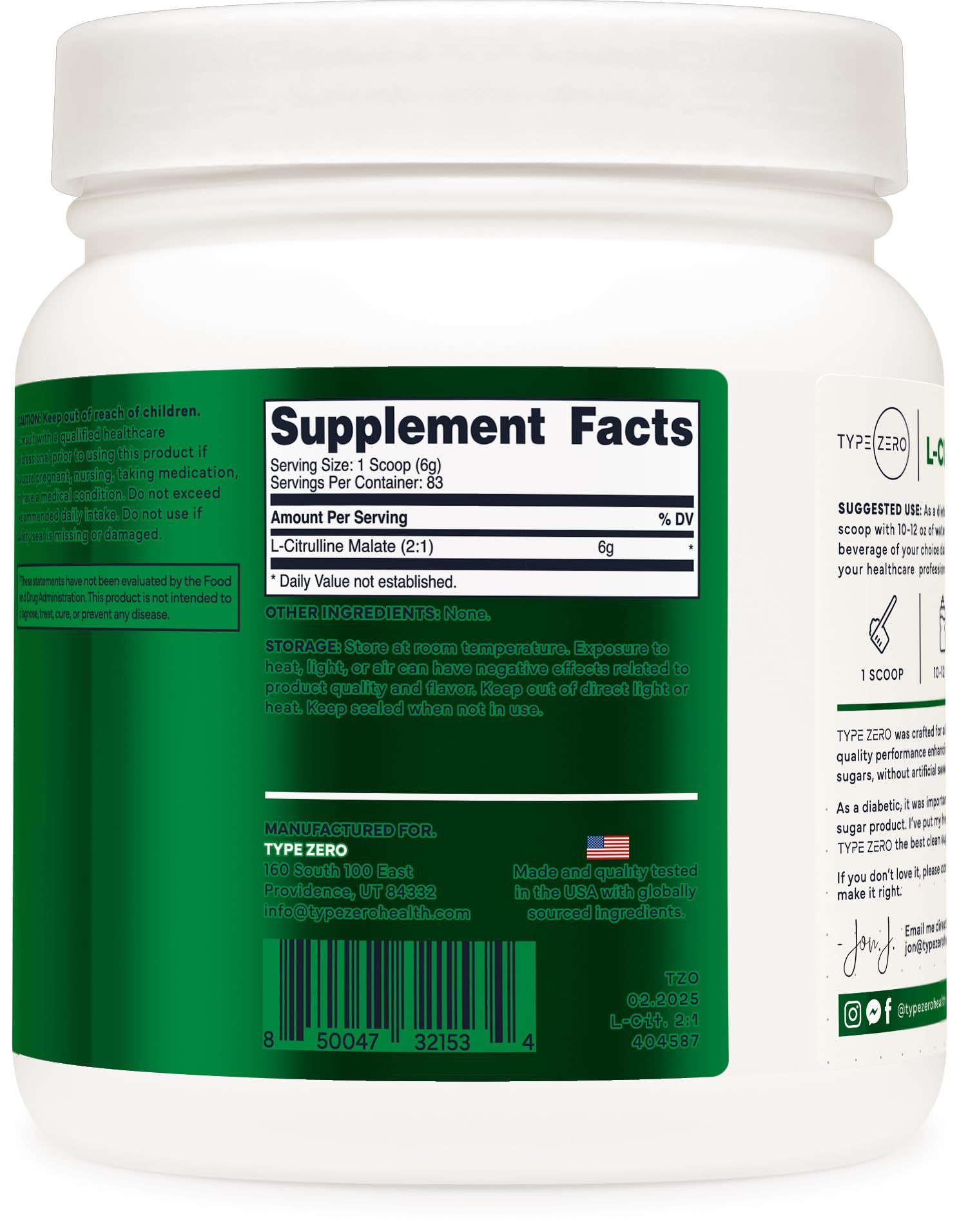 Type Zero Clean L-Citrulline Malate 2:1 Powder Drink Mix (500g, Unflavored) (83 Servings) - Keto Friendly, Gluten Free, Non-GMO Type Zero buy australia supplements