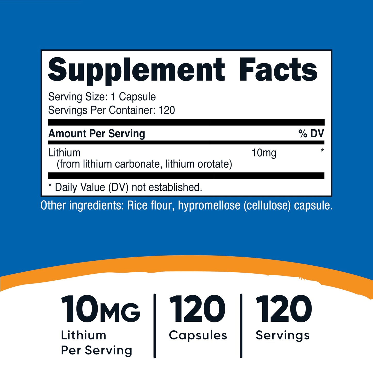 Nutricost Lithium Orotate (10mg) 120 Capsules - Vegan Lithium Supplement, GMO-Free, Gluten-Free Nutricost