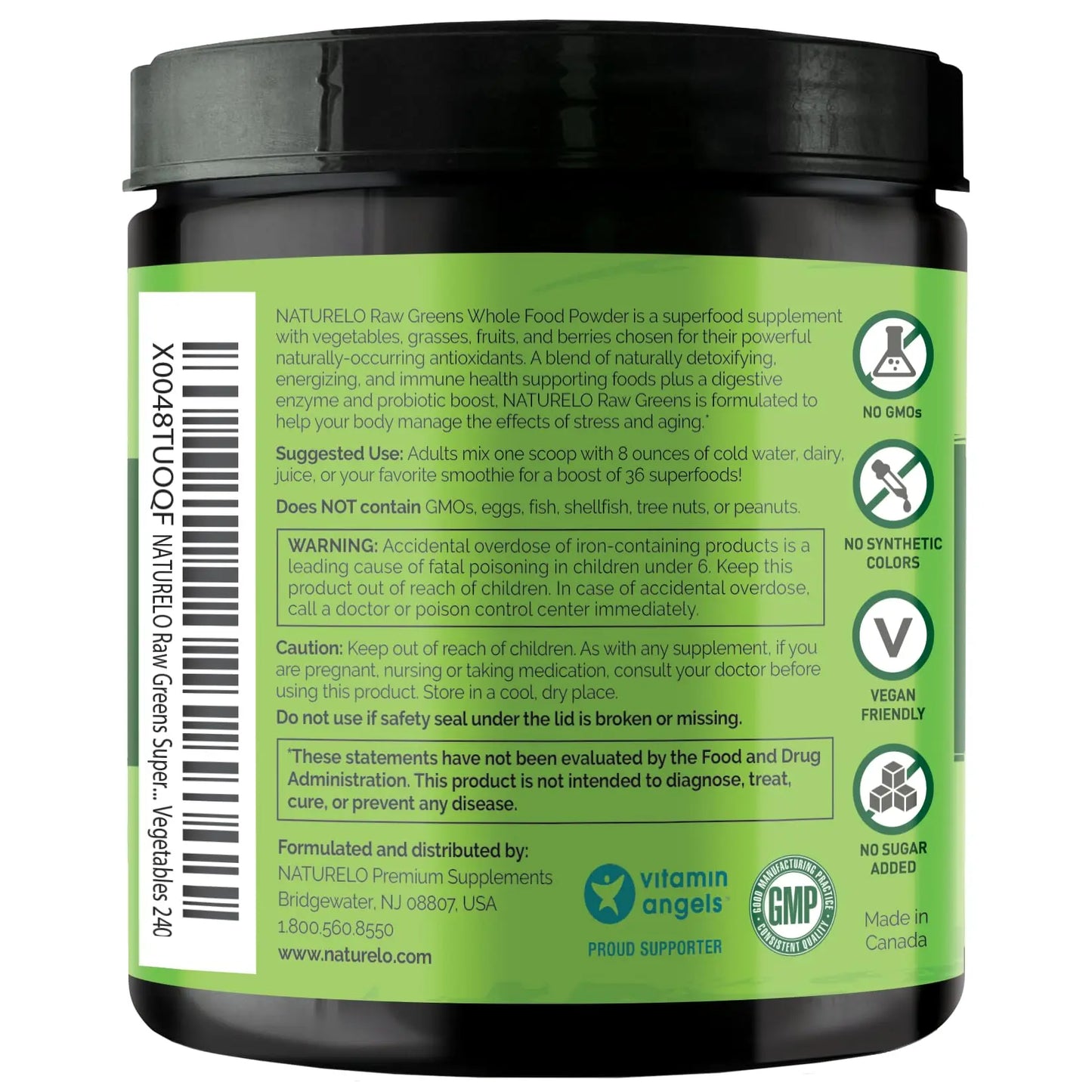 NATURELO Raw Greens Superfood Powder 240 Grams, Mixed Berry - Supports Energy, Immunity and Detox - Includes Spirulina, Wheat Grass and Organic Greens for Whole Food Nutrition NATURELO