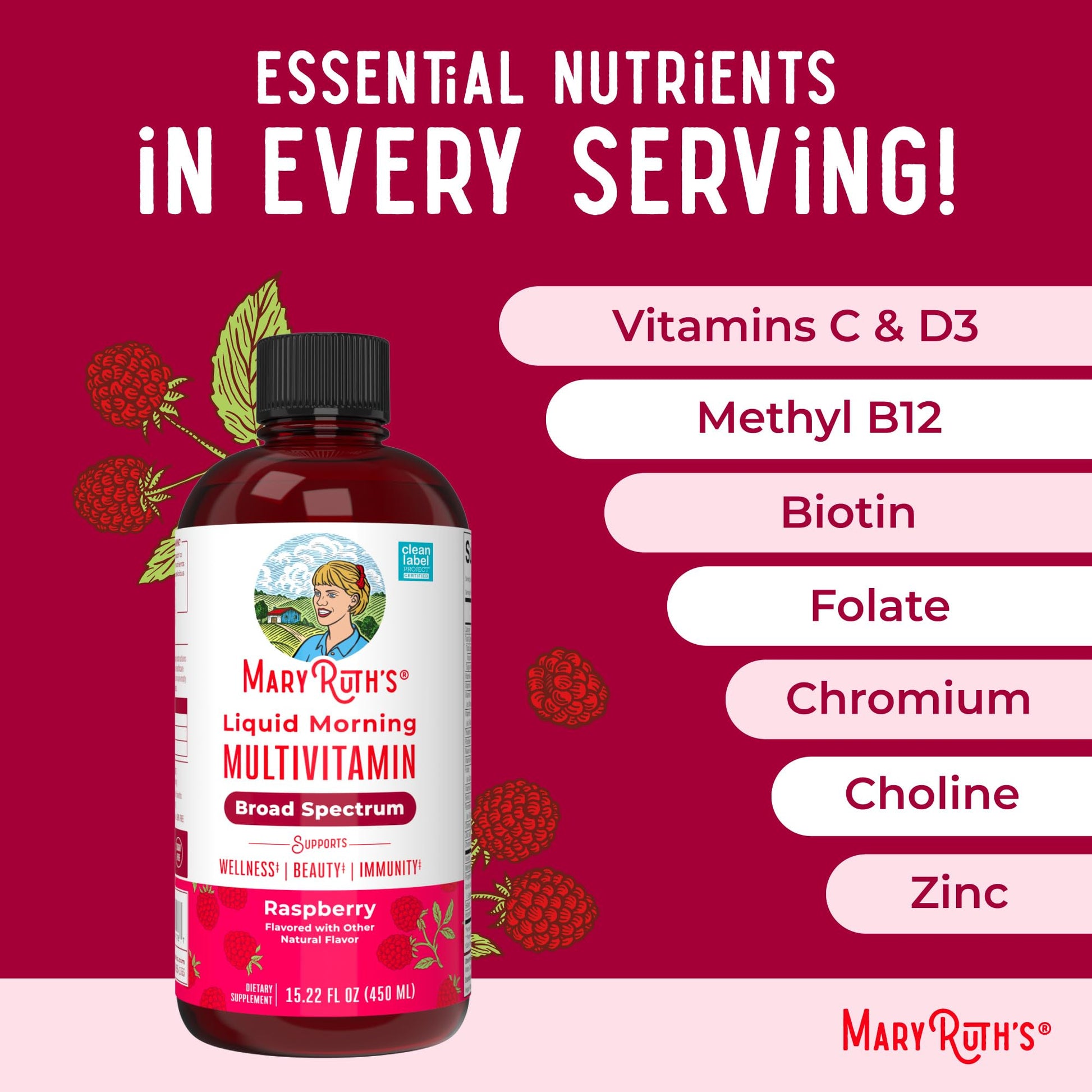 MARYRUTH'S Multivitamin for Women, Men & Kids | Liquid Morning Multivitamin | Vitamin A C D E B6 B12 Biotin Zinc | Beauty | Vegan | Non-GMO | Gluten Free | 15 Servings MARYRUTH'S buy australia supplements
