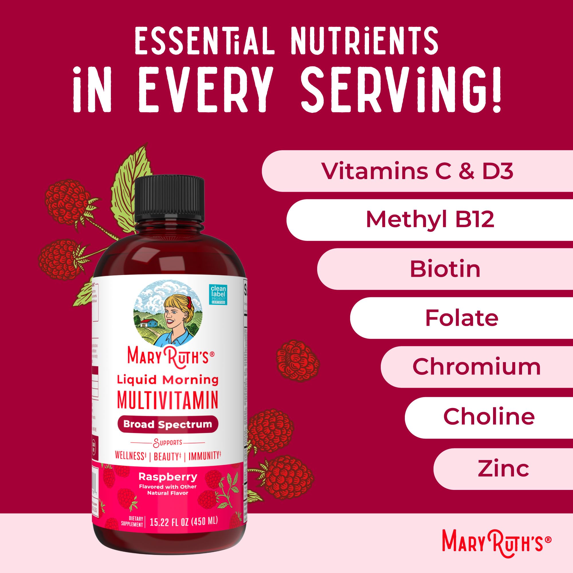 MARYRUTH'S Multivitamin for Women, Men & Kids | Liquid Morning Multivitamin | Vitamin A C D E B6 B12 Biotin Zinc | Beauty | Vegan | Non-GMO | Gluten Free | 15 Servings MARYRUTH'S buy australia supplements