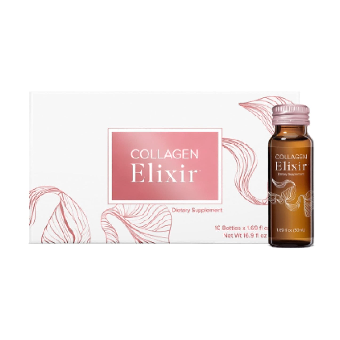 Isagenix Collagen Elixir - Drink with Marine Collagen Peptides - Support a Youthful Appearance with Vitamin C, Zinc & Biotin - 10 Bottles (1 Box) Isagenix