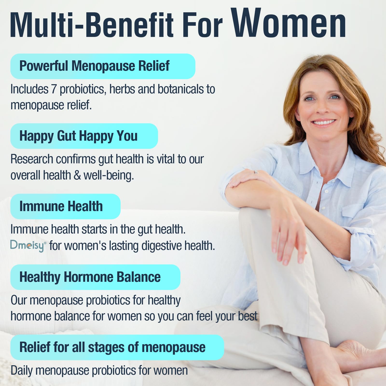 Menopause Supplements for Women, 120 Billion CFU Probiotic, 13-in-1 Herbs Probiotics Complex, for Menopause Relief, Hormone Balance, Hot Flashes, Night Sweats, Mood Swings, Gut & Immunity - 60 Capsule Dmeisy buy australia supplements