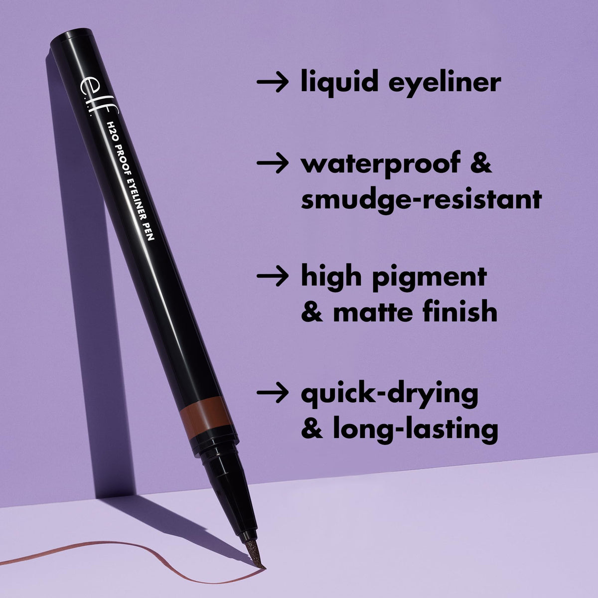 e.l.f. H2O Proof Eyeliner Pen, Felt Tip, Waterproof, Long-Lasting, High-Pigmented Liner For Bold Looks, Vegan & Cruelty-Free, Jet Black. 0.02 Fl Oz e.l.f.