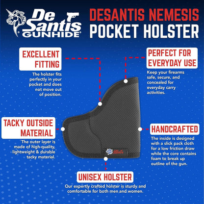 DeSantis Nemesis - Gun Pocket Holsters for Concealed Carry, Concealed Pocket Holster for Pistols, Revolvers, Soft, Designed for Comfort & Discreet Carry, Ambidextrous Gsupps Australia