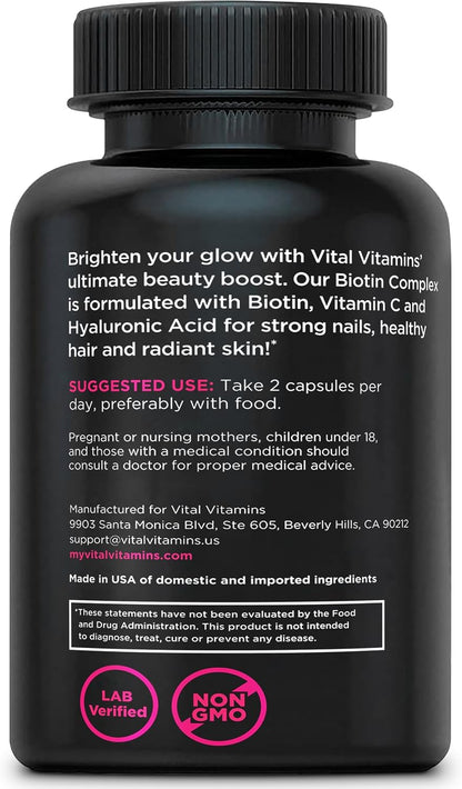 Vital Vitamins Hyaluronic Acid Hydration Complex 60 ct + Biotin Complex 60 ct Gsupps Australia